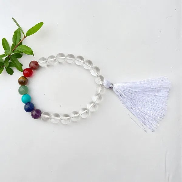 CLEAR QUARTZ 7 CHAKRA BRACELET